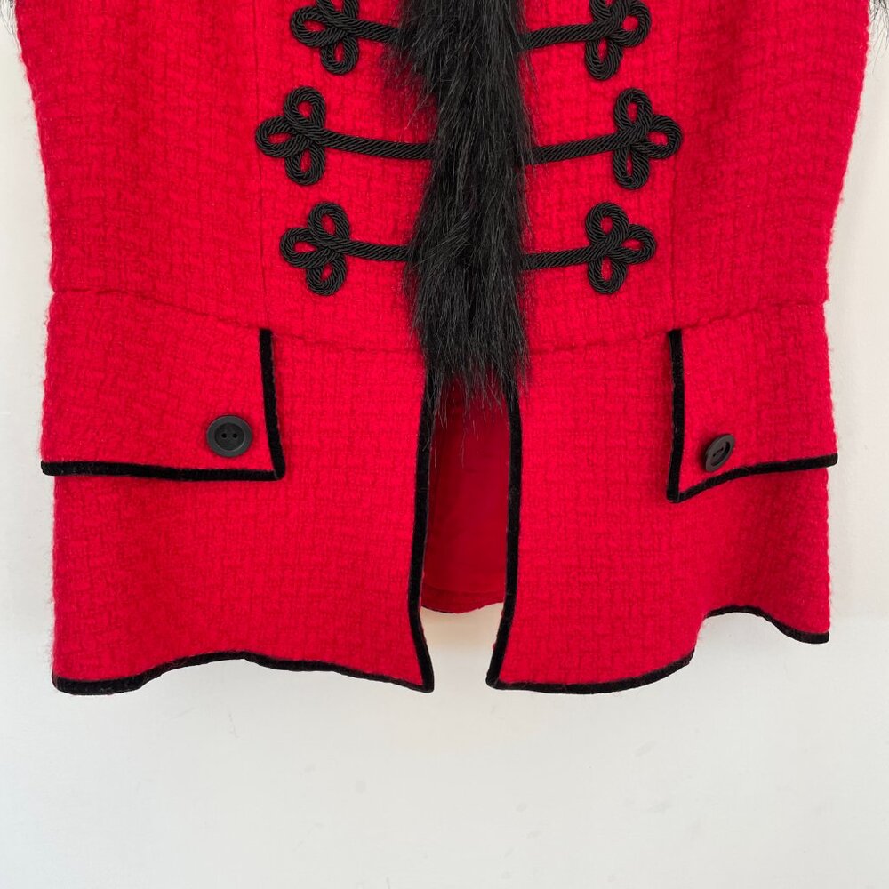 VTG Y2K Simon Chang Red Napoleon Military Nutcracker Vest Soutache Hussar Sz 10 - Picture 8 of 15